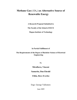Methane Gas ( CH4 ) as Alternative Source of Renewable Energy