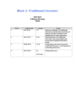 Block 2: Traditional Literature
