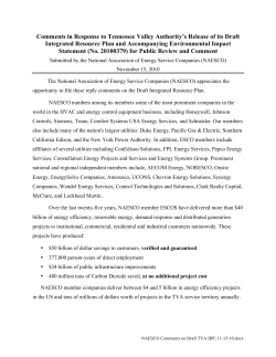 Comments in Response to Tennessee Valley Authority`s Release of