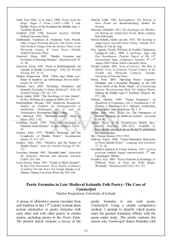 Poetic Formulas in Late Medieval Icelandic Folk Poetry: The Case of