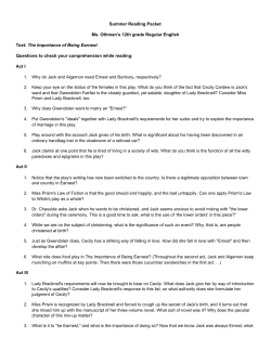 The Importance Of Being Earnest