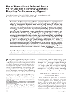 Use of Recombinant Activated Factor VII for Bleeding Following