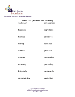prefixes and suffixes - Transform Boundaries