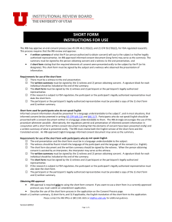 Short Form Consent Instructions for Use, etc.
