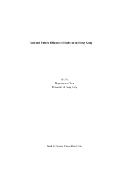Past and Future Offences of Sedition in Hong Kong