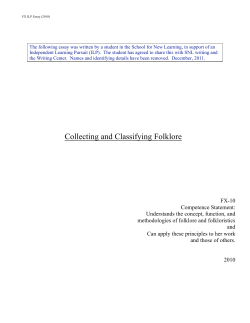 FX Essay on Folklore - School for New Learning