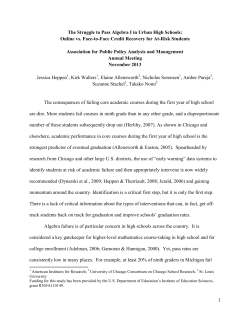 The Struggle to Pass Algebra I in Urban High Schools