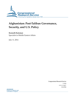 Afghanistan: Post-Taliban Governance, Security, and US