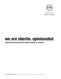 We are Oberlin. Opinionated Report