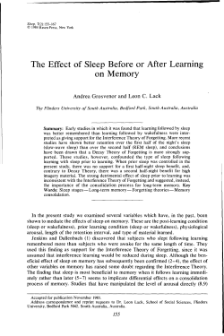 The Effect of Sleep Before or After Learning on Memory