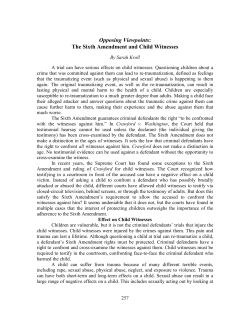 Opposing Viewpoints: The Sixth Amendment and Child Witnesses