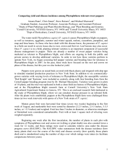 Comparing Yield and Disease Incidence in Phytophthora