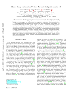 Climate change sentiment on Twitter: An unsolicited public opinion