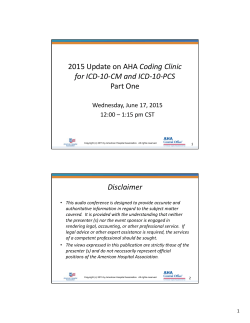 2015 Update on AHA Coding Clinic for ICD-10-CM and ICD-10