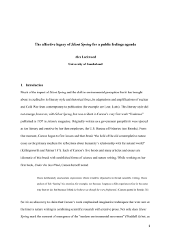 The affective legacy of Silent Spring for a public feelings agenda