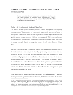AFRICAN POETRY AND THE POLITICS OF EXILE