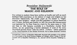 Bronislaw Malinowski THE ROLE OF MAGIC AND RELIGION