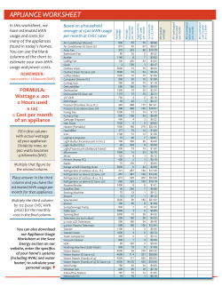 APPLIANCE WORKSHEET