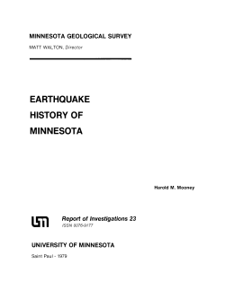 EARTHQUAKE HISTORY OF MINNESOTA