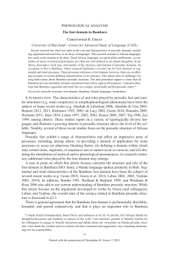 PHONOLOGICAL ANALYSIS The foot domain in Bambara