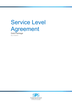 Service Level Agreement - Schools Personnel Service