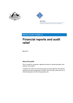 Financial reports and audit relief