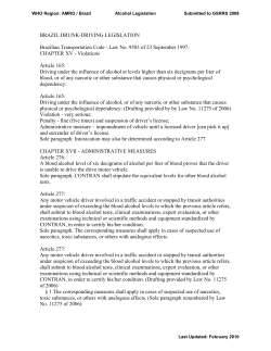 BRAZIL DRUNK-DRIVING LEGISLATION