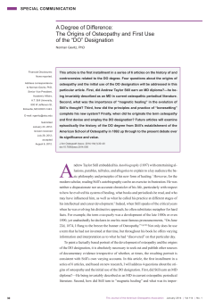 The Origins of Osteopathy and First Use of the &ldquo;DO&rdquo; Designation