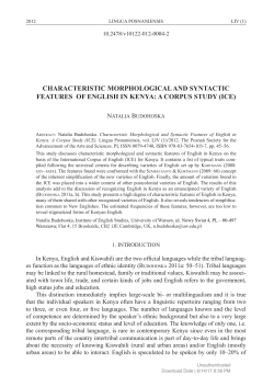 CHaRaCTeRisTiC MoRpHoLoGiCaL anD sYnTaCTiC FeaTURes