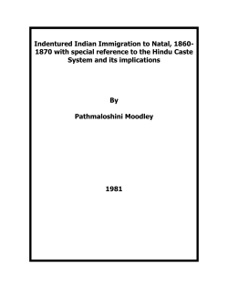 Indentured Indian Immigration to Natal, 1860