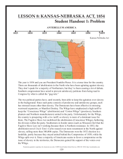 KANSAS-NEBRASKA ACT, 1854 Student Handout 1: Problem