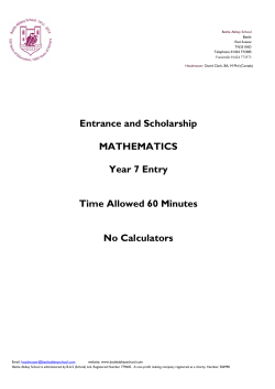 Year 7 Maths Entrance Exam Paper