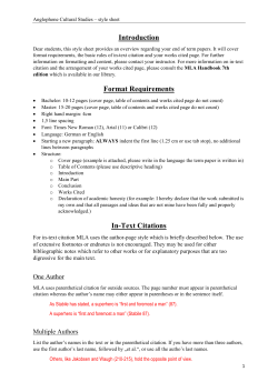 Introduction Format Requirements In-Text Citations