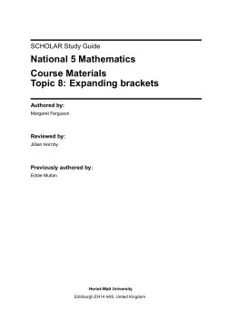 National 5 Mathematics Course Materials Topic 8: Expanding brackets