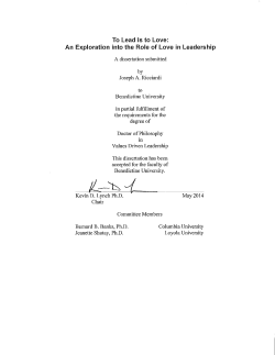 To Lead is To Love: An Exploration into the Role of Love in Leadership