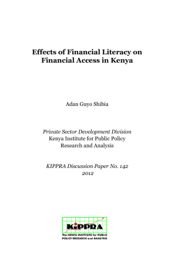 Effects of Financial Literacy on Financial Access in Kenya