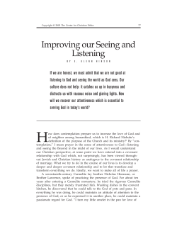 Improving Our Seeing and Listening