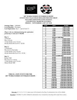 2017 WORLD SERIES OF POKER EUROPE EVENT #10: € 111,111