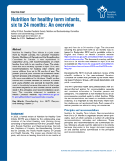 Nutrition for healthy term infants, six to 24 months: An overview