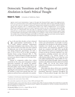 Democratic Transitions and the Progress of Absolutism in Kant`s