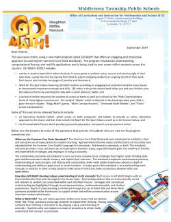 Parent Letter for GO Math - Middletown Township School District