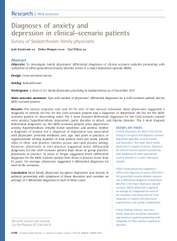 Diagnoses of anxiety and depression in clinical