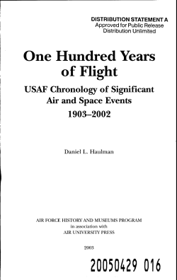 One Hundred Years of Flight - Defense Technical Information Center