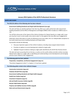 January 2016 Update of the AICPA Professional Literature
