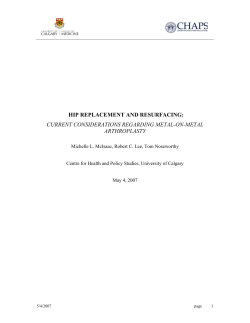 Hip Replacement and Resurfacing: Current