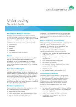 Unfair trading - Consumer and Business Services