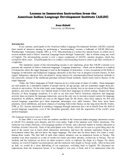 Lessons in Immersion Instruction from the American Indian