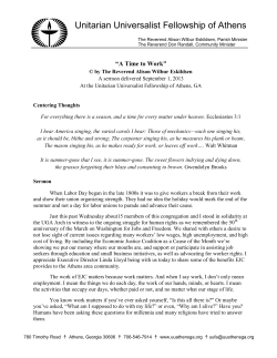 A Time to Work - Unitarian Universalist Fellowship of Athens, GA