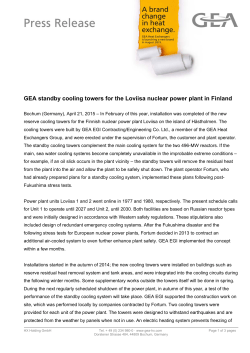 GEA standby cooling towers for the Loviisa nuclear power plant in
