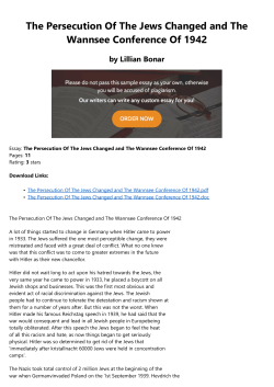 The Persecution Of The Jews Changed and The Wannsee